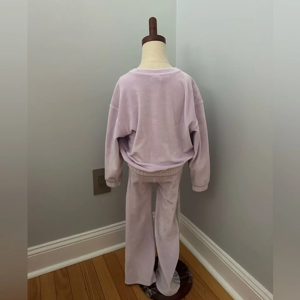 ADIDAS GIRLS VELOUR SWEATSHIRT AND SWEATPANTS